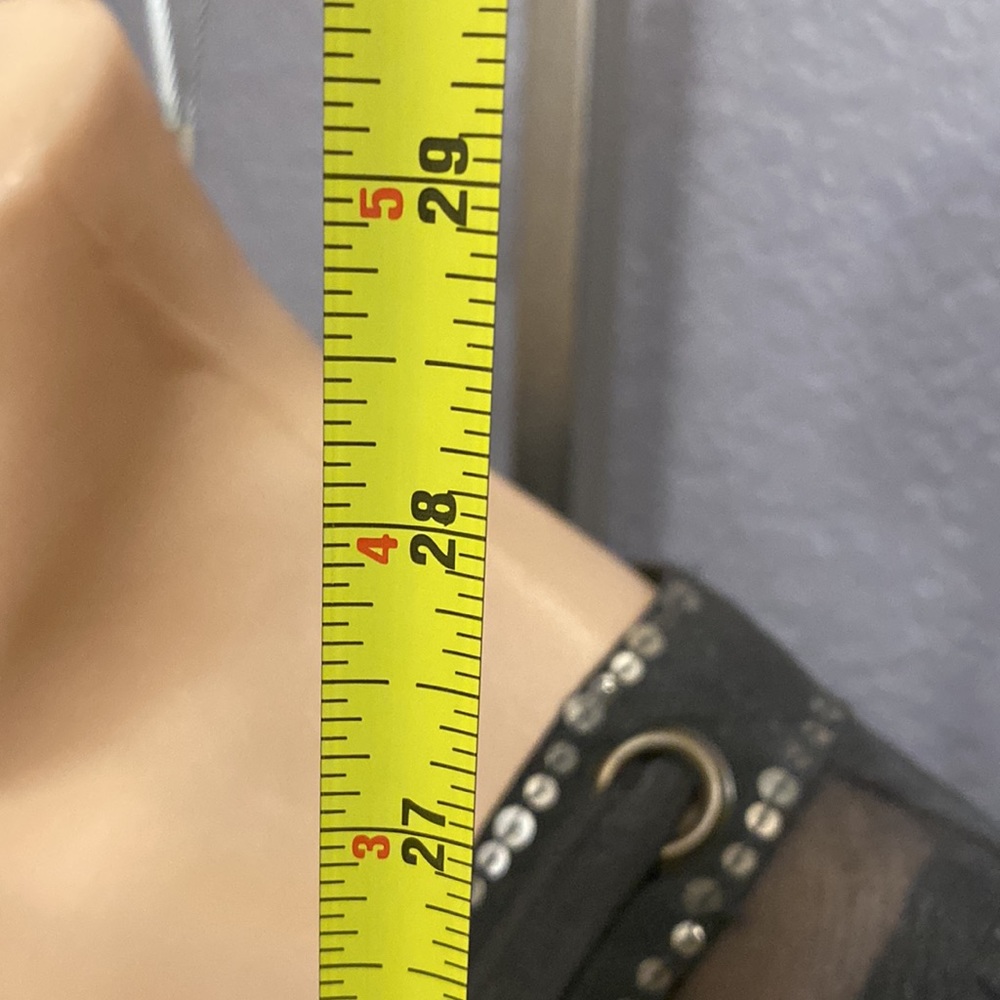 CECICO - sheer top: grey short ruffle sleeves, gold sequins & neck tie - L - Picture 8 of 16